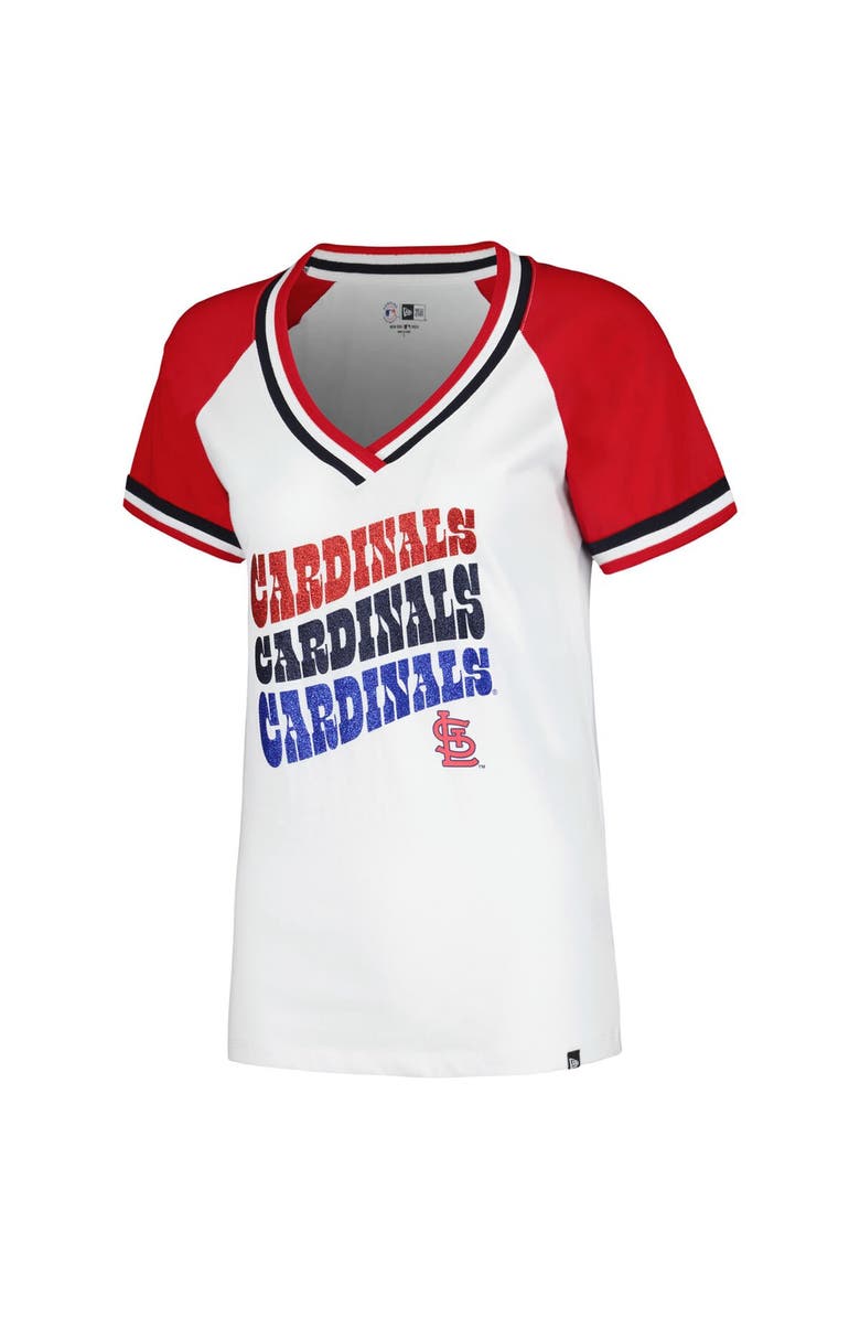 New Era Women's New Era White St. Louis Cardinals Jersey Double Binding Raglan V-Neck T-Shirt, Alternate, color, White