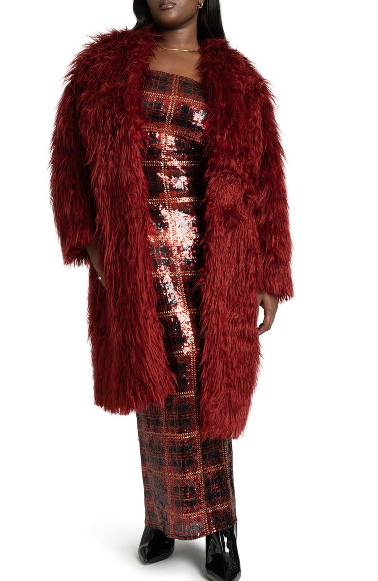 ELOQUII Faux Fur Coat, Main, color,
