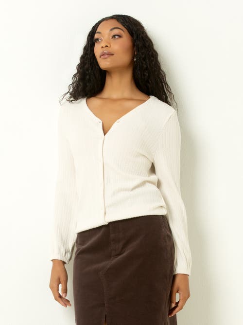 Single Stitch Cable Knit Cardigan In White