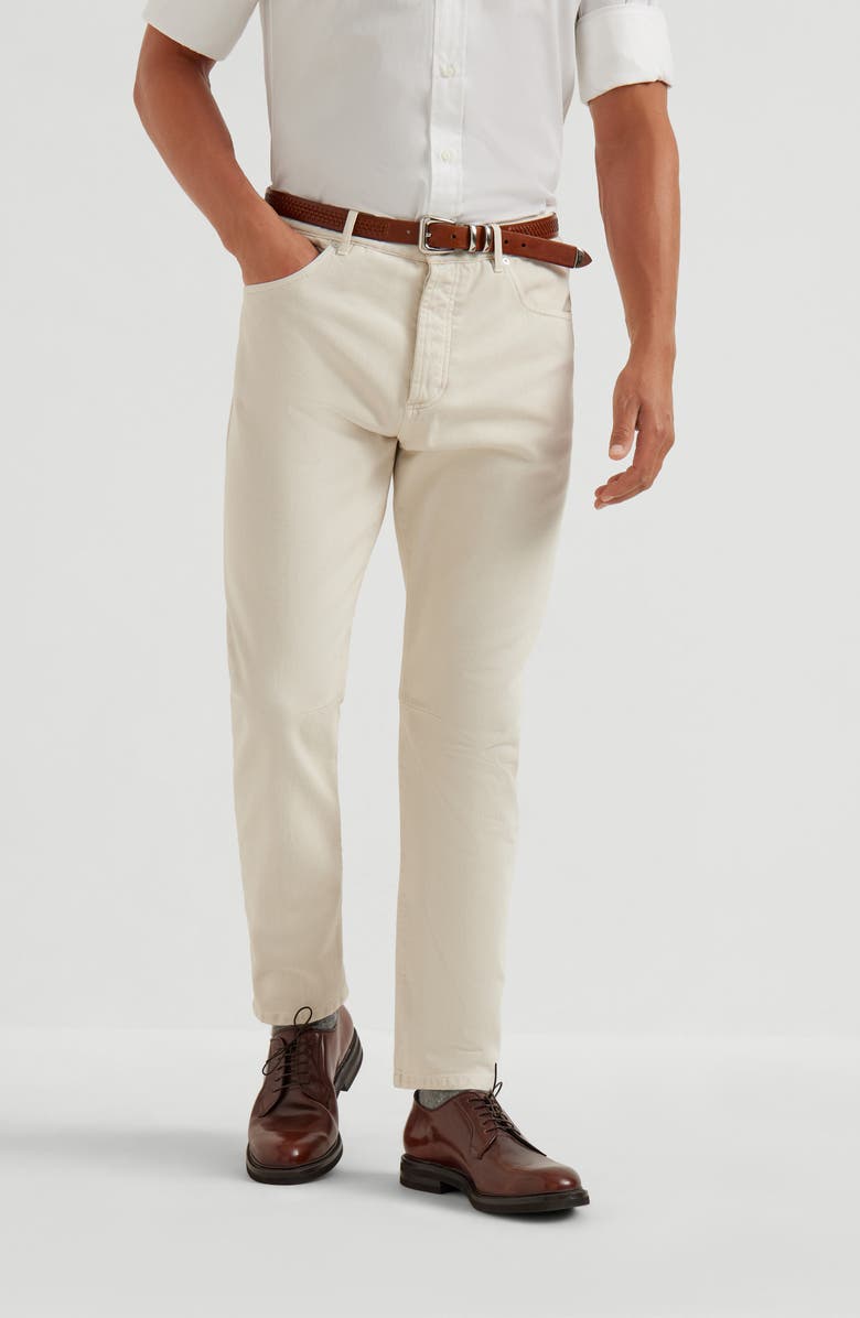 Brunello Cucinelli Leisure fit five-pocket trousers, Alternate, color, Panama