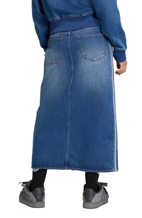 Adidas Originals 3-stripes Denim Midi Skirt In Blue