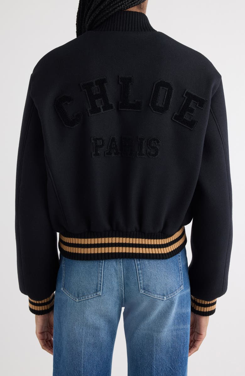 Chloé Snake Capsule Wool Blend Varsity Bomber Jacket, Alternate, color,