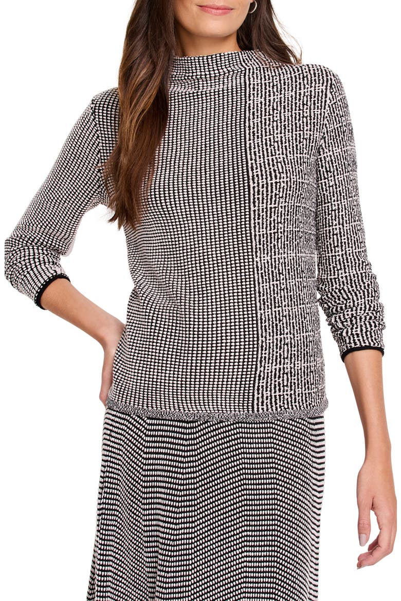 Pixel Funnel Neck Cotton Blend Sweater, Main, color, CREAM MULTI