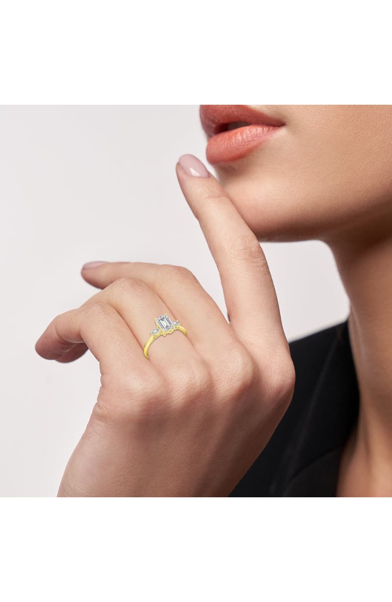 LuvMyJewelry Ophelia 14K Yellow Gold Emerald Cut & Baguette Lab Grown Diamond Three Stone Engagement Ring - 1.7 ctw, Alternate, color, 14K Yellow Gold