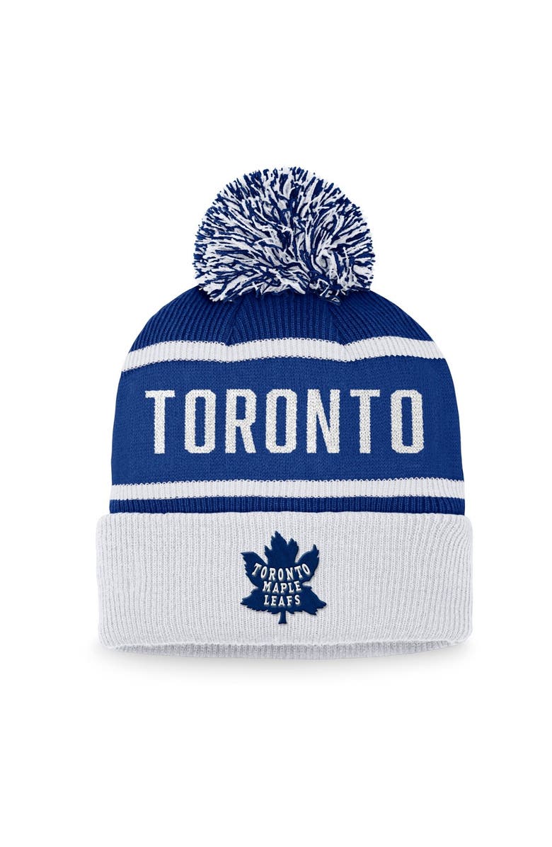 FANATICS Men's Fanatics Branded Blue/White Toronto Maple Leafs Vintage Heritage Cuffed Knit Hat with Pom, Main, color,