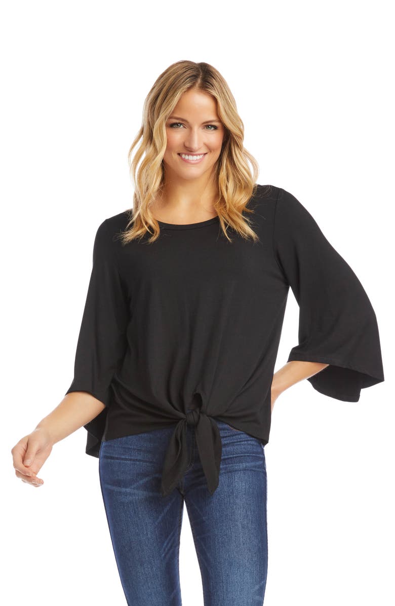 Karen Kane Tie Front Bell Sleeve Top, Alternate, color,