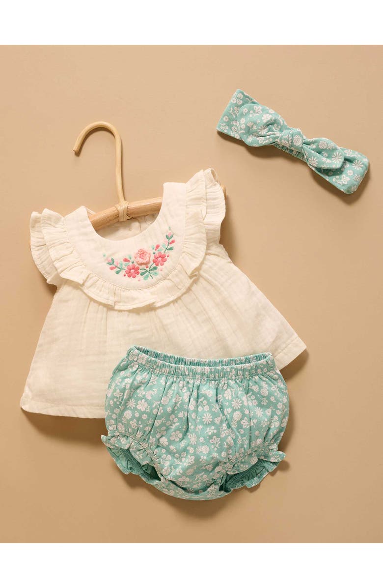 Purebaby Embroidered Top and Bloomer Set, Alternate, color, Silhouette Print