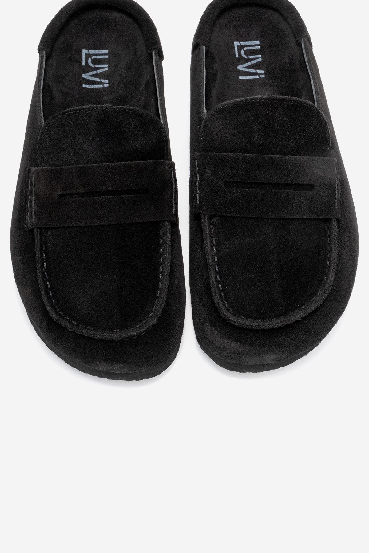 Forever & Always Shoes Priva Leather Slip-On Slipper, Alternate, color, Black Suede