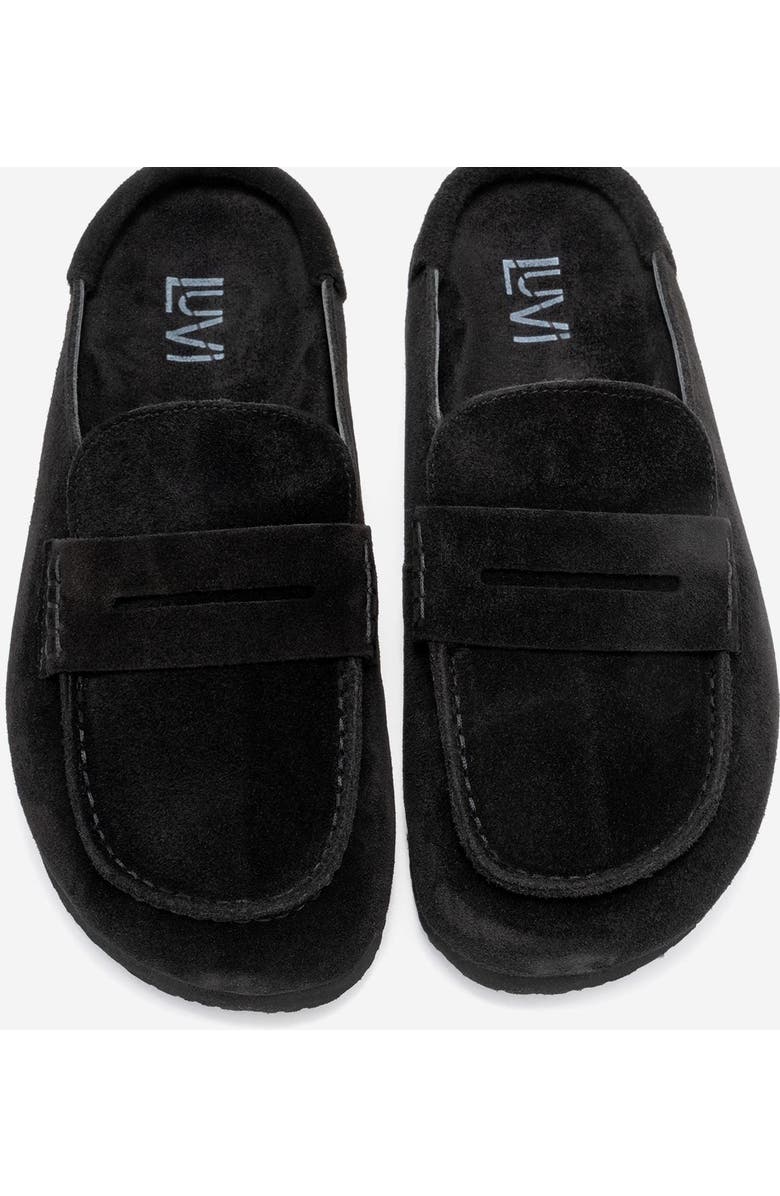 Forever & Always Shoes Priva Leather Slip-On Slipper, Alternate, color, Black Suede