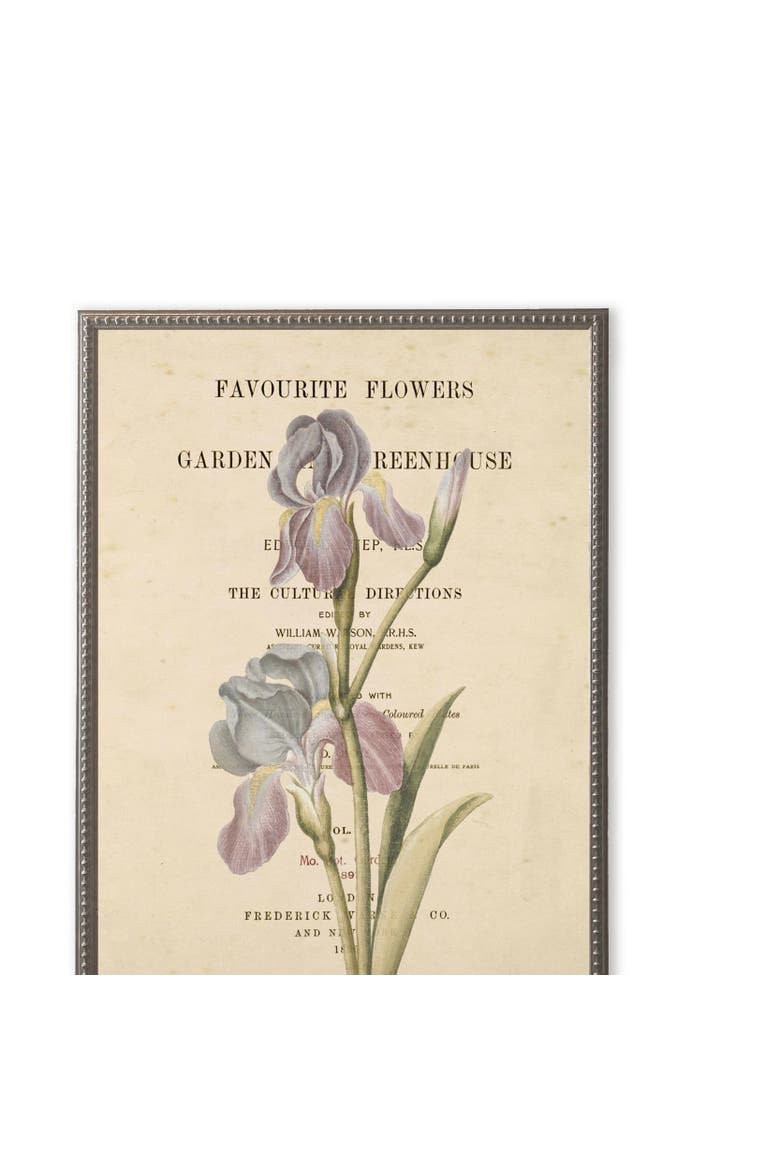 Purple Flower on Book Page in Silver-Beaded Frame, Main, color, Multi