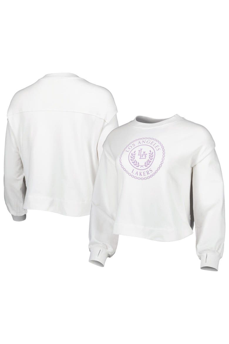 Women's Lusso White Los Angeles Lakers Lola Ball and Chain Pullover Sweatshirt, Main, color, White