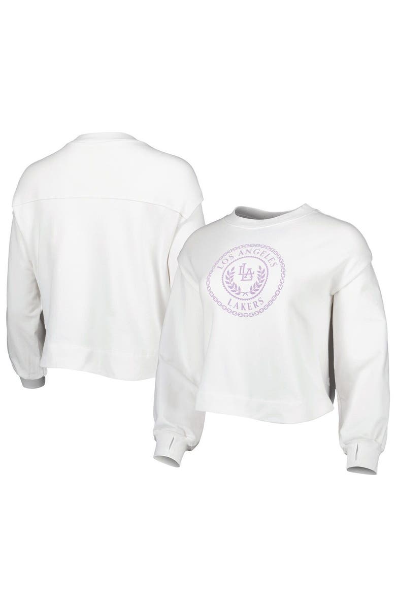 LUSSO Women's Lusso White Los Angeles Lakers Lola Ball and Chain Pullover Sweatshirt, Main, color, White