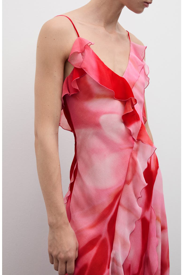 Ruffle Chiffon Maxi Dress, Alternate, color, PINK