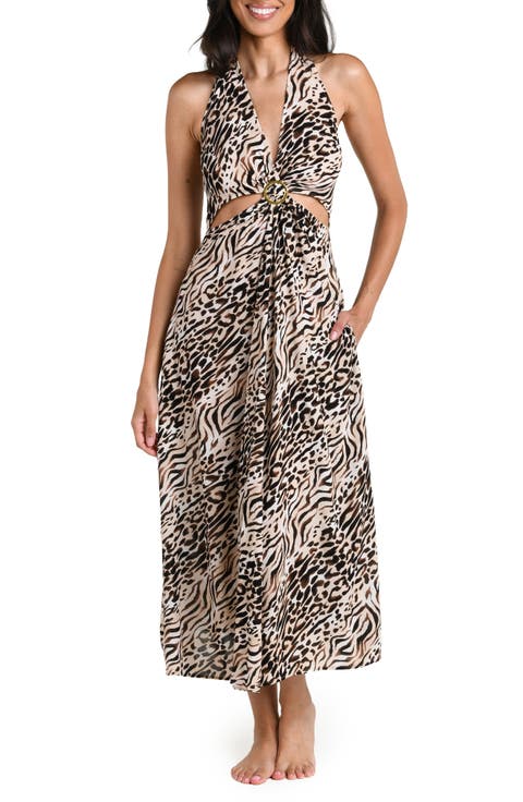 Fierce Territory Cutout Halter Neck Swim Cover-Up Dress