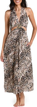 La Blanca Fierce Territory Cutout Halter Neck Swim Cover-Up Dress