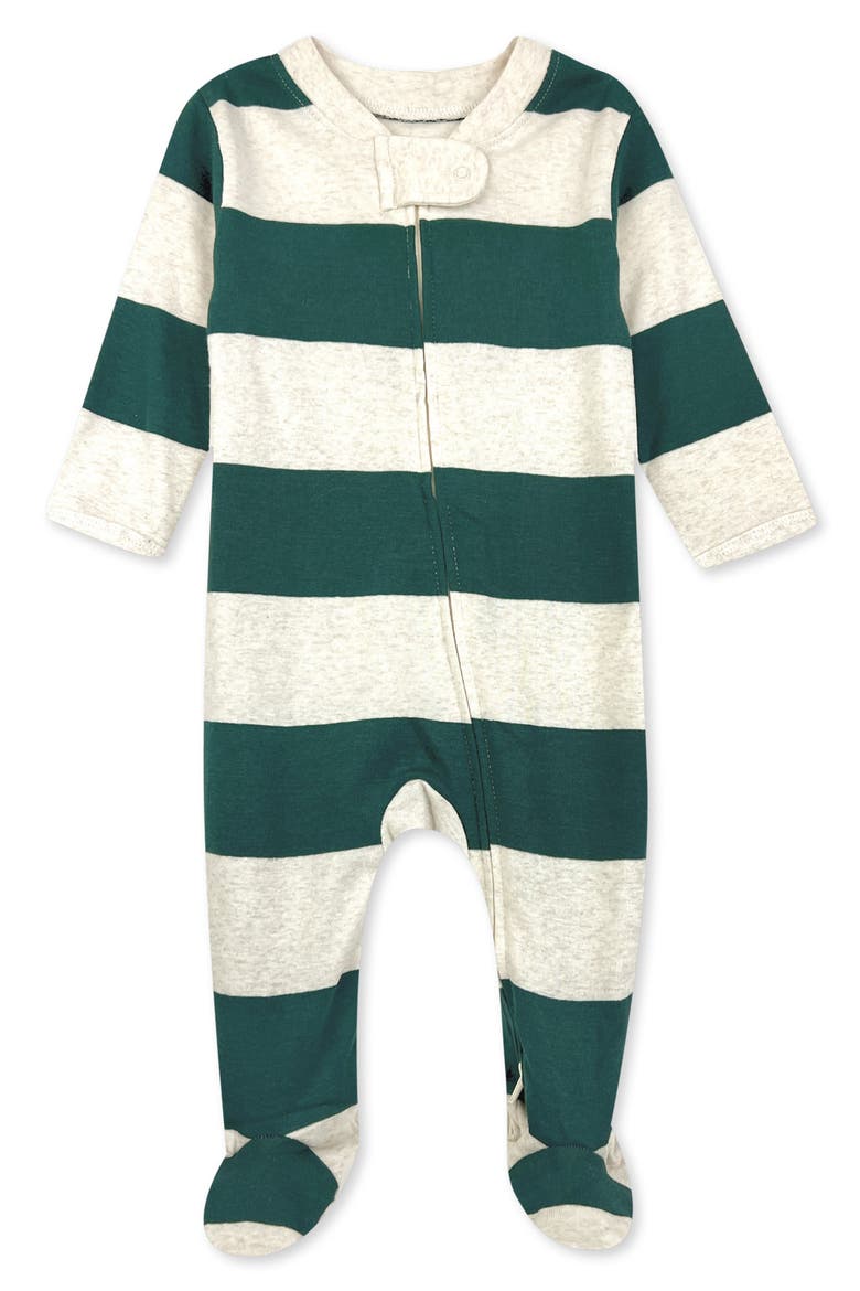 Kids' Scout Stripe Cotton Footie, Main, color, GREEN JUMBO STRIPE