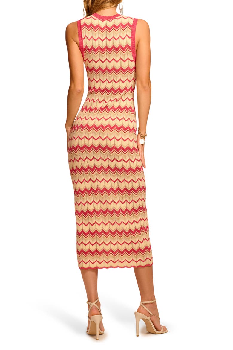 Declan Metallic Chevron Stripe Cotton Blend Sweater Dress, Alternate, color, ROSA PINK CHEVRON