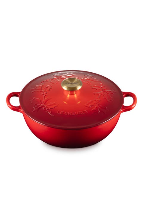 Holly Collection Traditional 4.5-Quart Enamel Cast Iron Dutch Oven with Lid