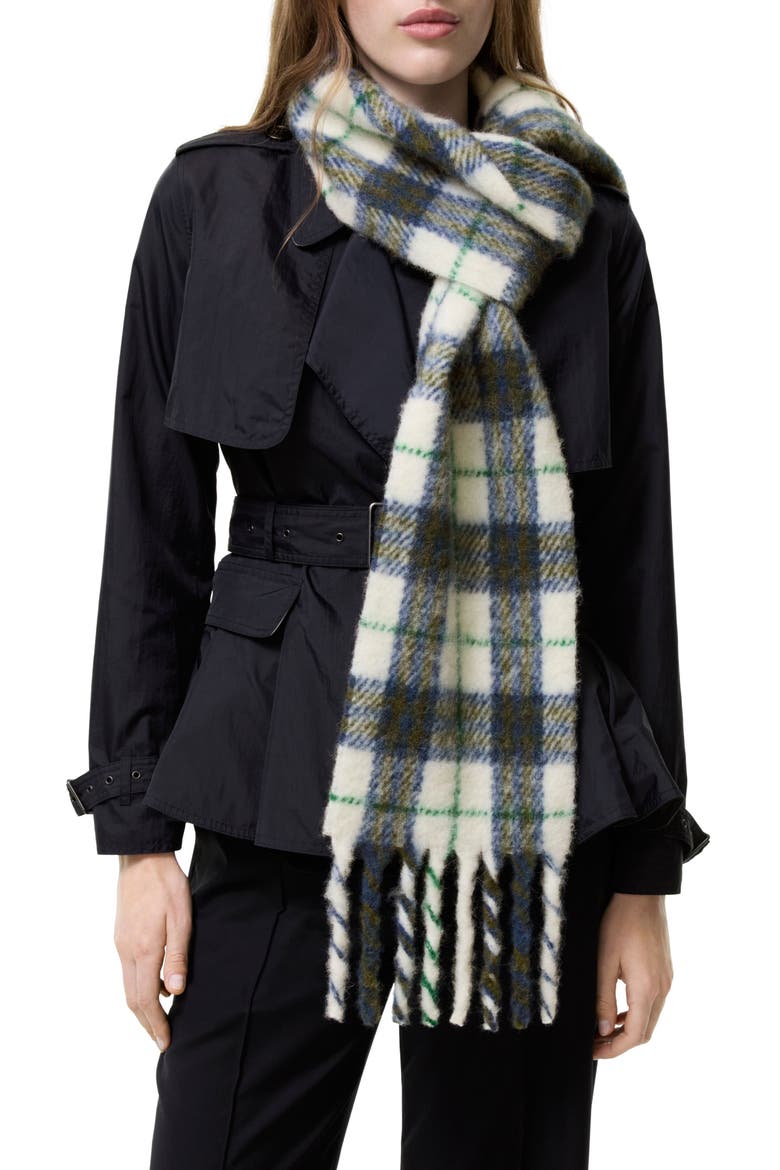 Narrow Check Scarf, Alternate, color, PEACOCK BLUE