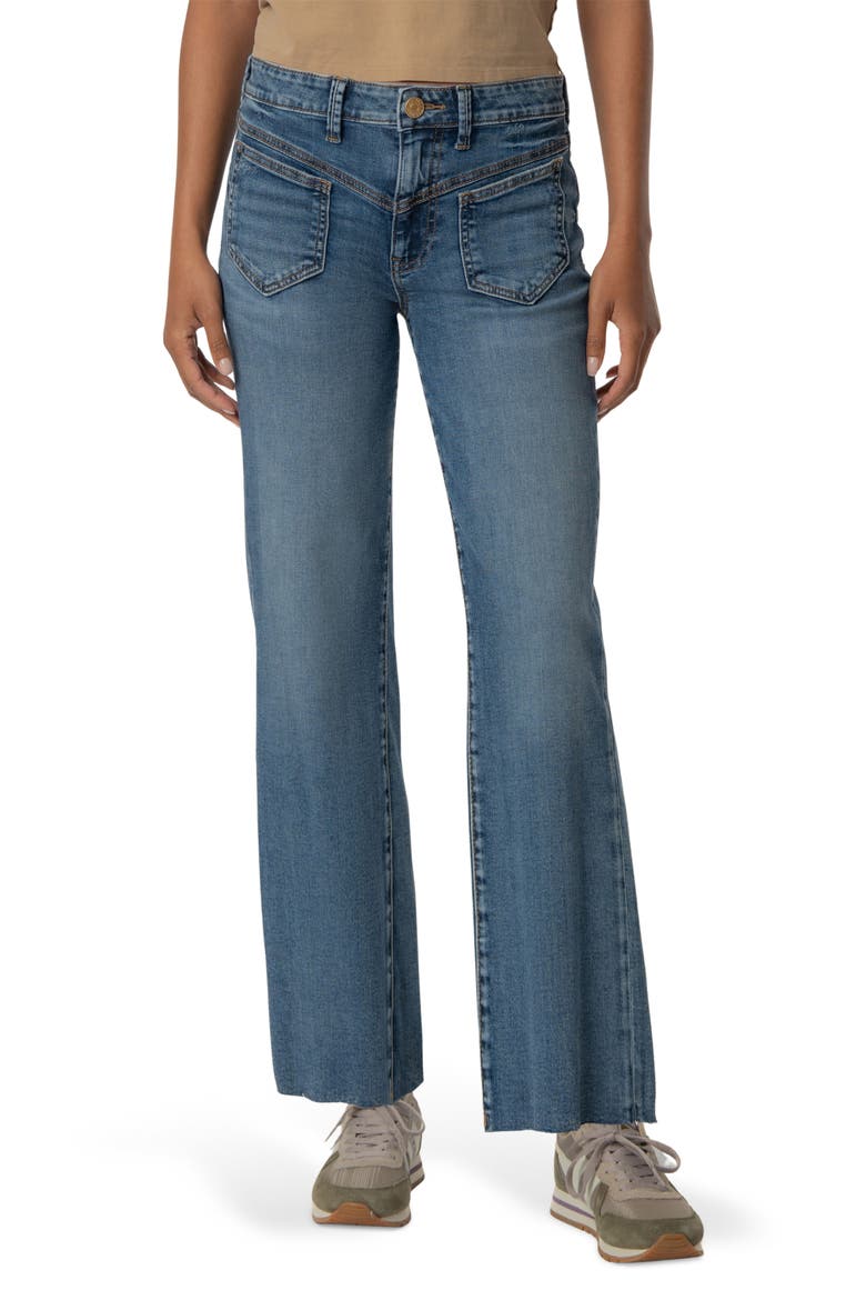 Kelsey Raw Hem High Waist Ankle Flare Jeans, Main, color, PEAK