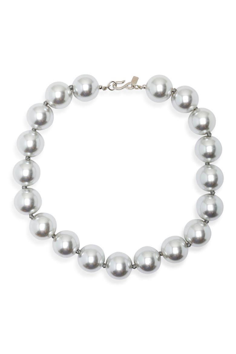 Faux Pearl Necklace, Main, color, LIGHT GRAY PEARL