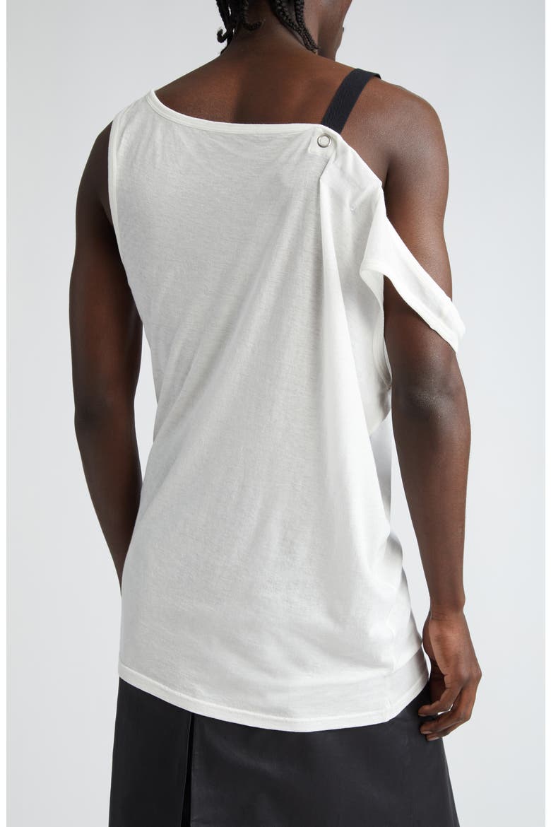 Asymmetric One-Shoulder Cotton & Silk Tank Top, Alternate, color, WHITE
