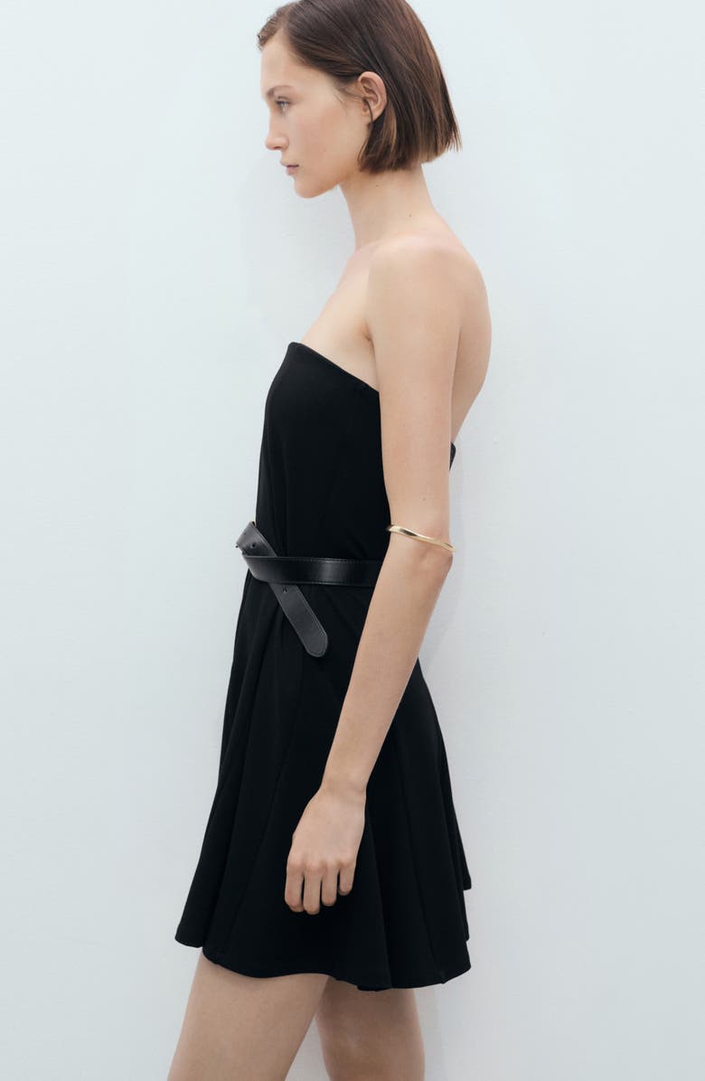 MANGO Strapless Minidress, Alternate, color, Black