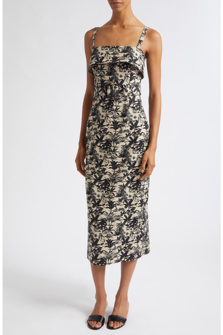 Theodora Belted Midi Dress, Main, color, JET/ NATURAL