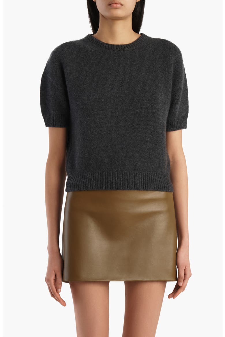 Golden Short Sleeve Cashmere Sweater, Main, color, CHARCOAL