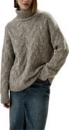 Lilysilk Women's Cable-Knit Cashmere Turtleneck Sweater