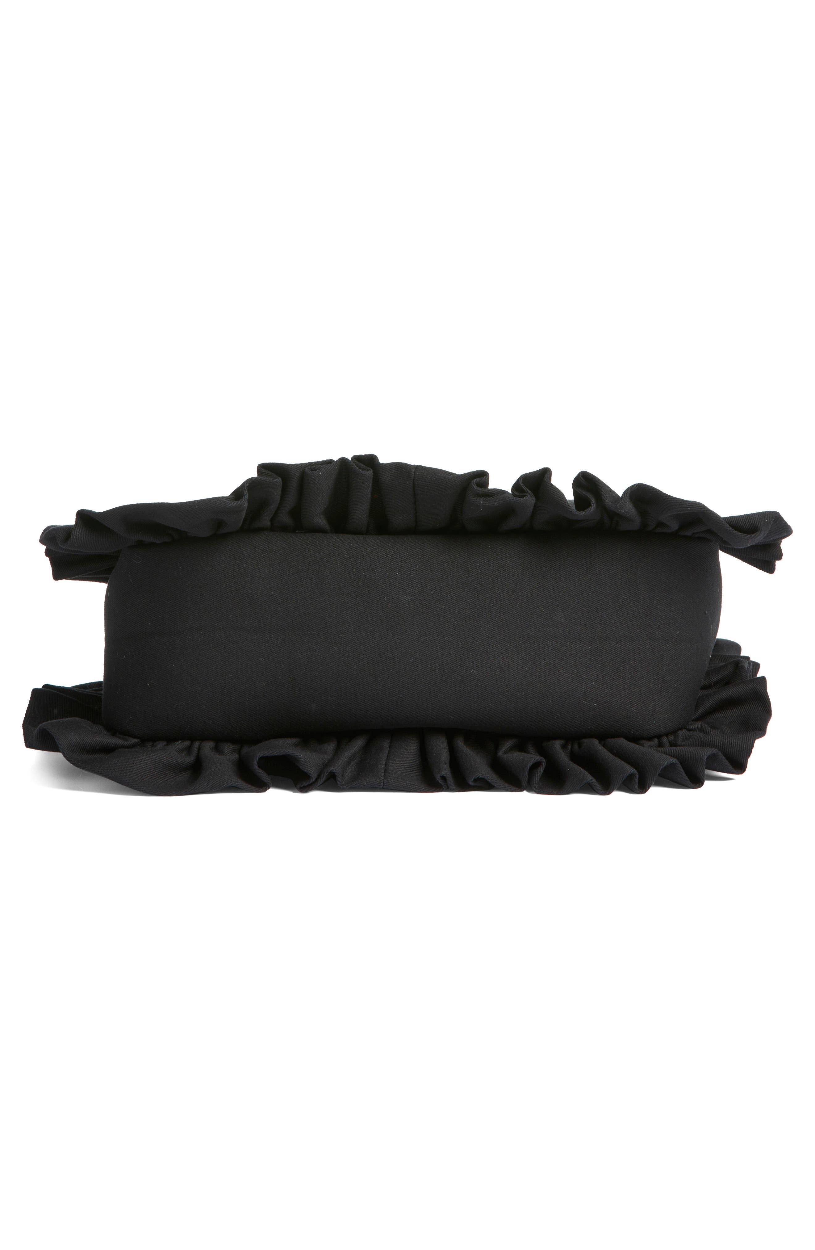Baggy London Ruffle Twill Bowler Bag, Alternate, color, Black