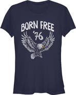 Lost Gods Junior's Lost Gods Bald Eagle Born Free  Graphic T-Shirt