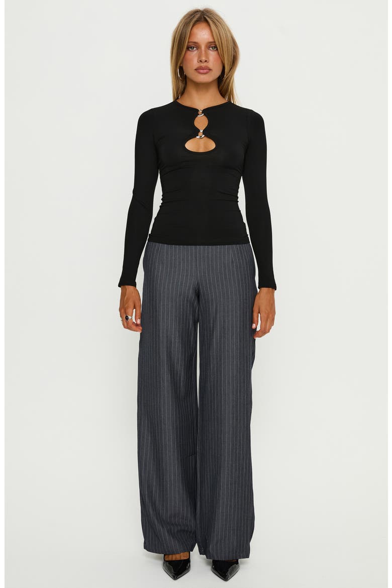 Orlaith Long Sleeve Cutout Top, Alternate, color, BLACK