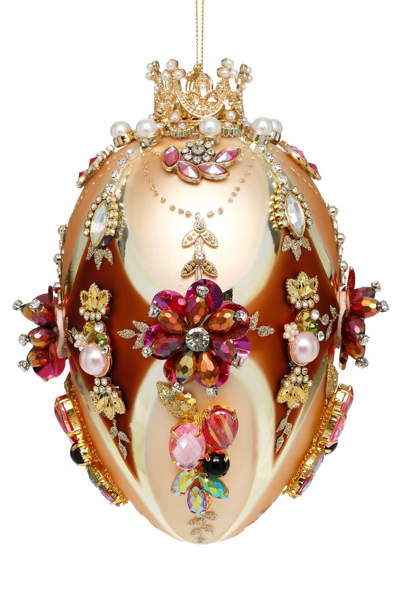 Faberge Jewel Egg Ornament , Gold/Brown, Main, color, Champagne Gold