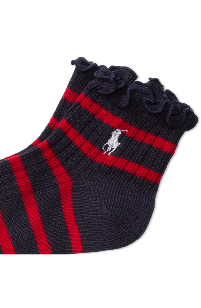 Polo Ralph Lauren Lettuce Edge Cotton Blend Quarter Socks, Alternate, color, Navy