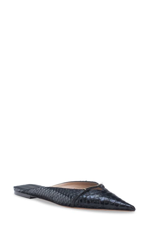 Python Embossed Pointed Toe Mule (Women)