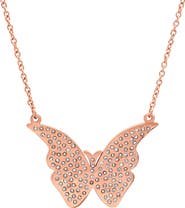 STEELTIME Cubic Zirconia Butterfly Pendant Necklace