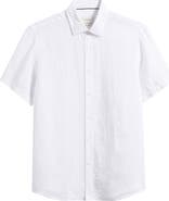 Bugatchi Orson Shaped Fit Short Sleeve Linen Button-Up Shirt
