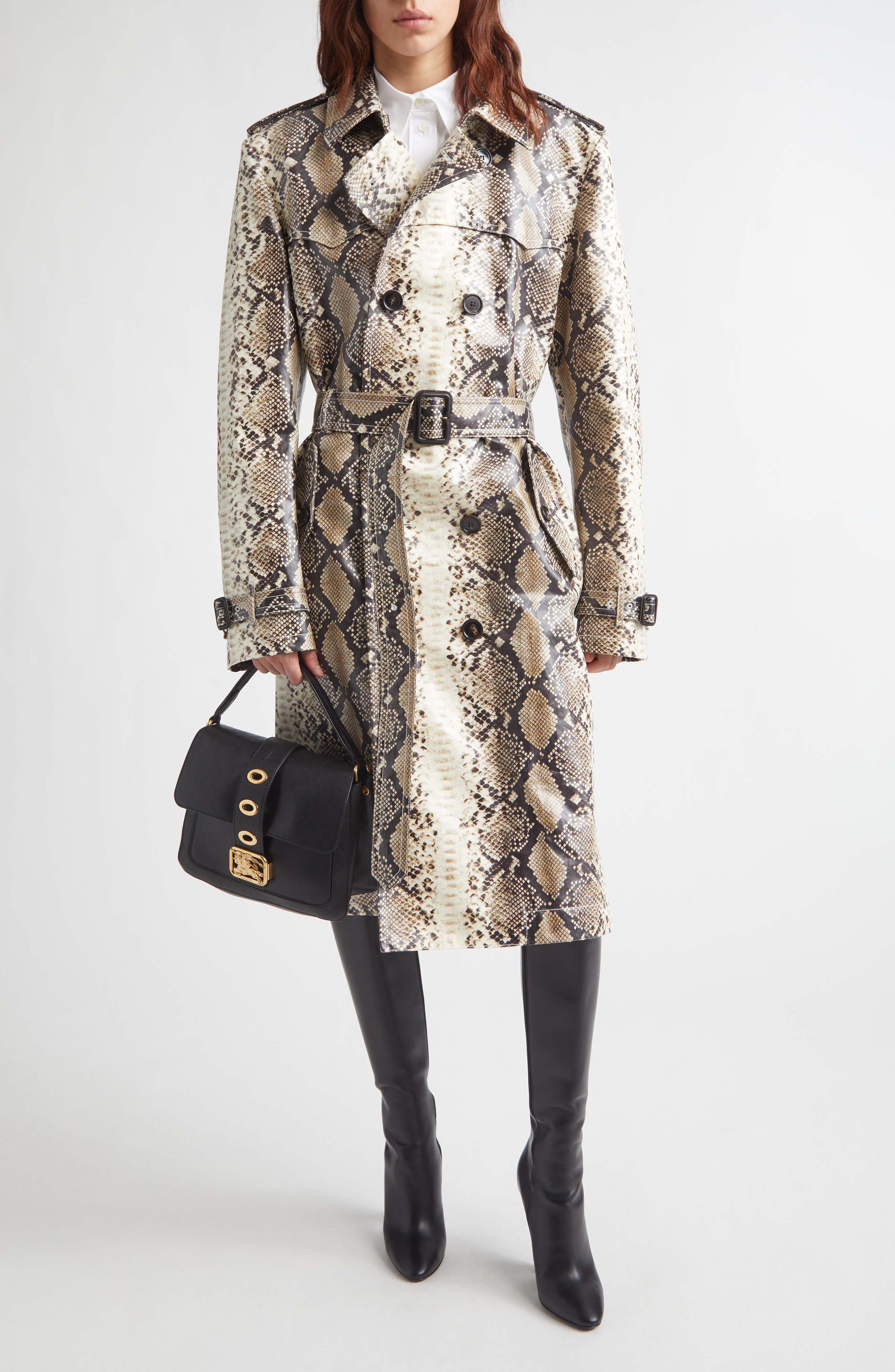 Foxfield Snakeskin Print Coated Trench Coat (Men) | Nordstrom