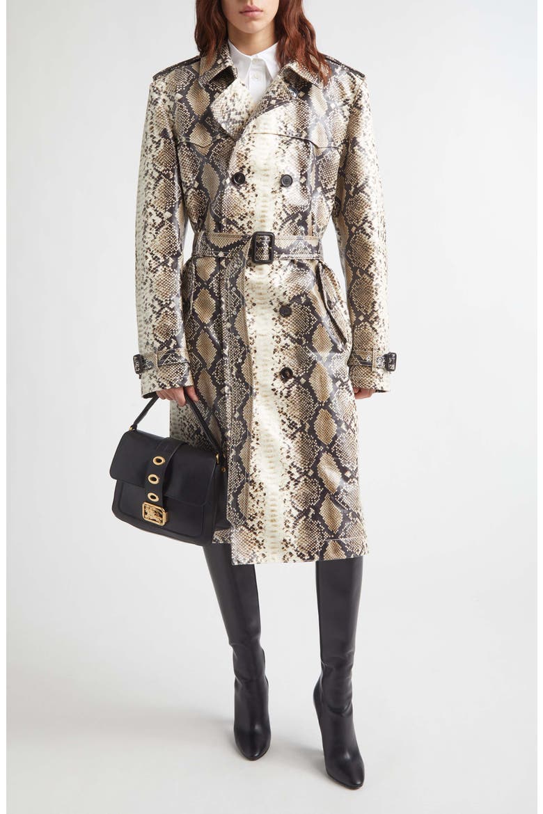 Foxfield Snakeskin Print Coated Trench Coat (Men) | Nordstrom