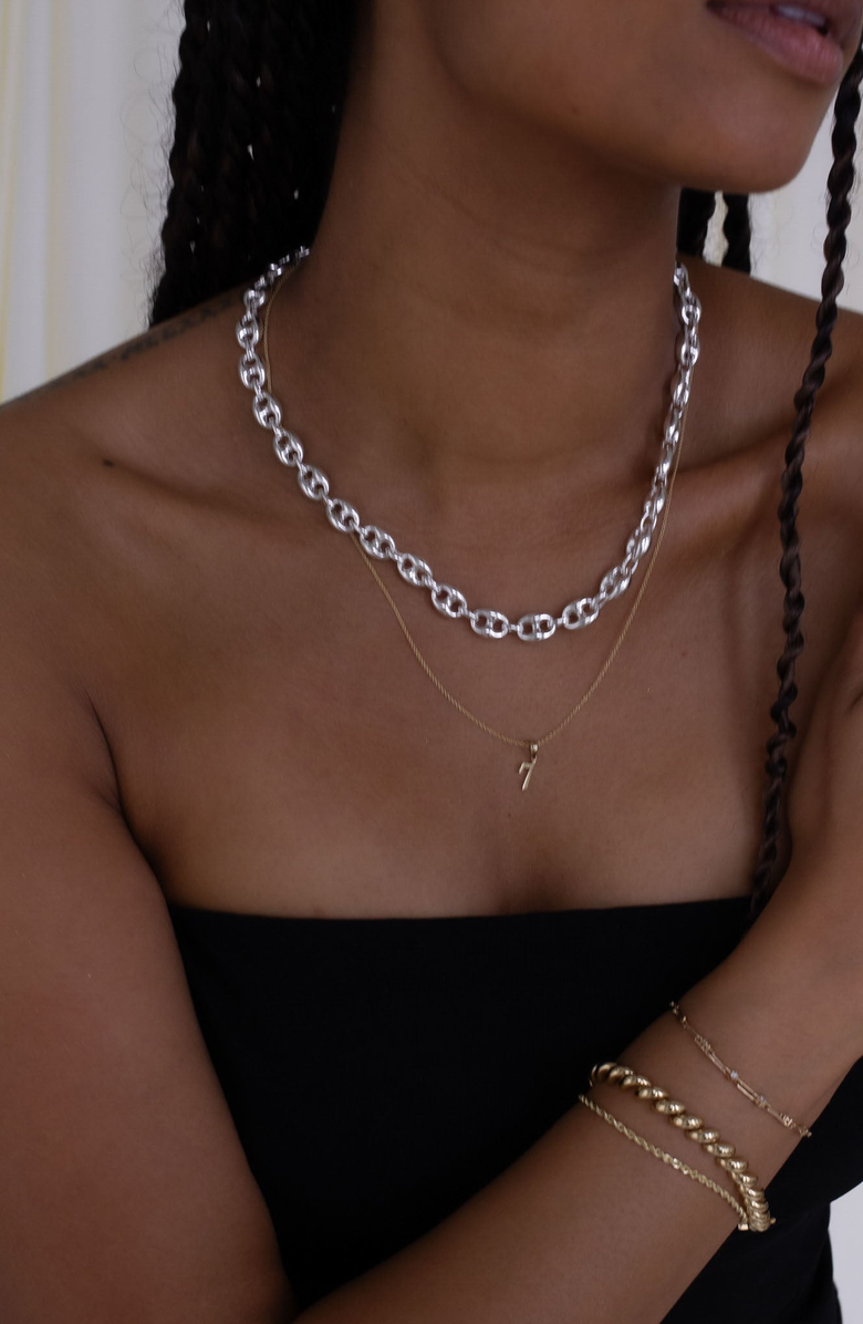 Kinn Puffed Mariner Chain Necklace, Alternate, color, Silver