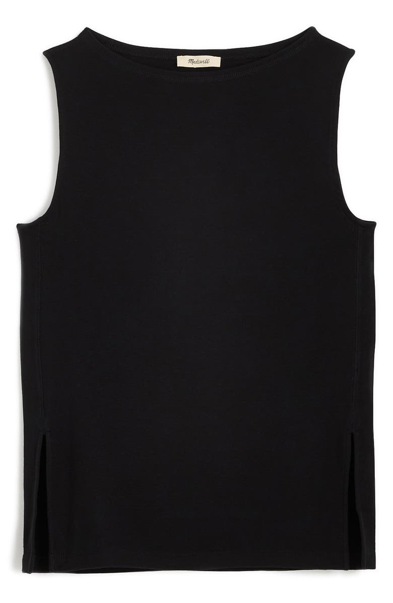 Madewell Sleeveless Boat Neck Side Slit T-Shirt, Alternate, color, Jet Black
