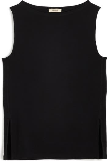 メイドウェル Madewell Boat Neck Slit Tank レディース シャツ トップス Jet Black Boat Neck Slit Tank Top | Nuuly