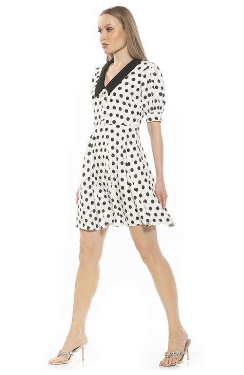 Alexia Admor Carys Puff Sleeve Fit & Flare Dress In Ivory Polka Dot