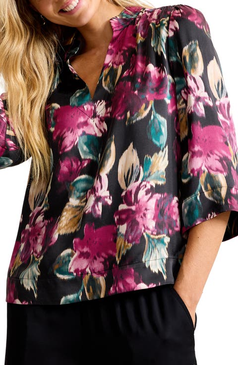Jeweled Blooms Silk Top