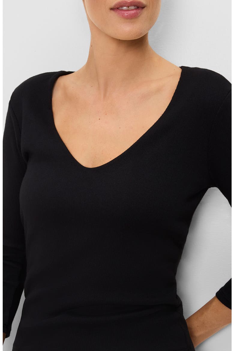 Callie V-Neck T-Shirt, Alternate, color, BLACK