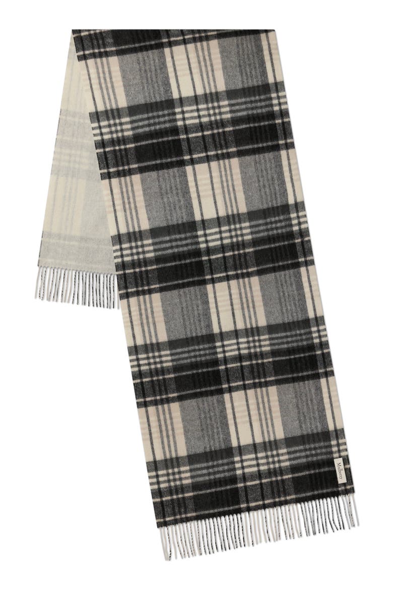 Large Reversible Heritage Check Scarf, Alternate, color, Eggshell-Black