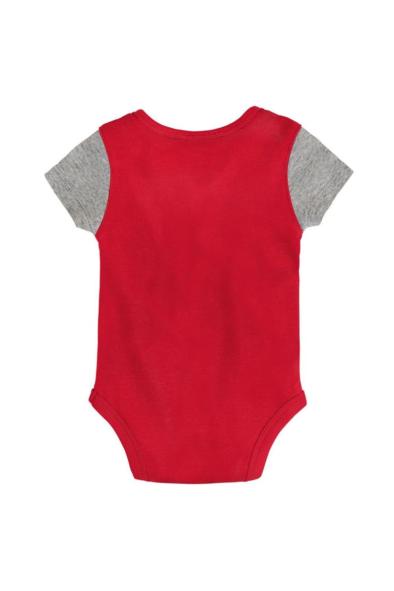 Newborn & Infant Scarlet/Heather Gray Ohio State Buckeyes Little Champ Bodysuit Bib & Booties Set, Alternate, color, Scarlet