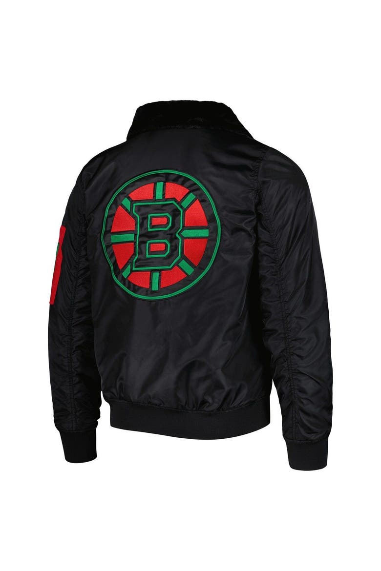 Men's Starter x Ty Mopkins Black Boston Bruins Black History Month Varsity Full-Zip Jacket, Alternate, color, Black