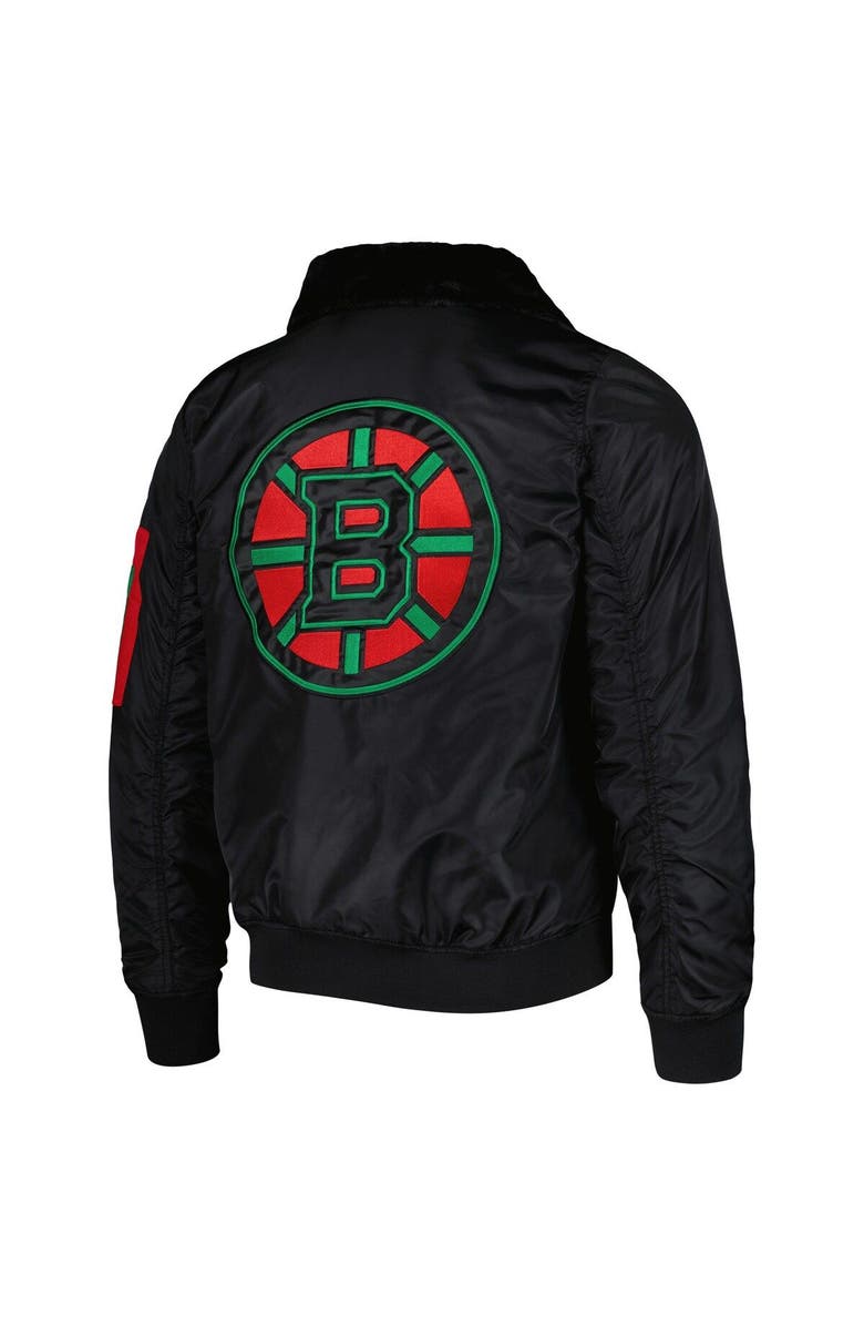 STARTER Men's Starter x Ty Mopkins Black Boston Bruins Black History Month Varsity Full-Zip Jacket, Alternate, color, Black